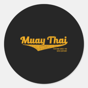 Adesivo Redondo Muay Thai Kickboxing Distressed, Mma, Bjj, Tailând