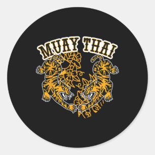 Adesivo Redondo Muay Thai Kickboxing, Muay Thai Tigers, Muay Thai 