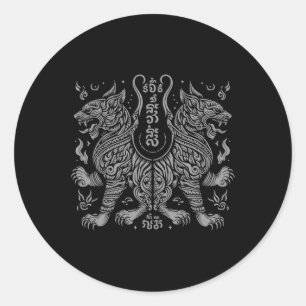 Adesivo Redondo Muay Thai Mma Luta Tatuagem Gêmeos Tigre Kickboxin