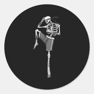 Adesivo Redondo Muay Thai Para O Skeleton Mma Kickboxing Lutando