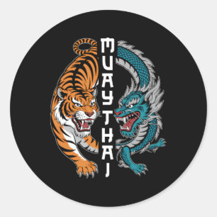 Adesivo Redondo Muay Thai Tailândia Boxando Muay Thai Fan Men Mulh