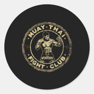 Adesivo Redondo Muay Thai Tailândia Kickboxing Mma Lutador Vintage