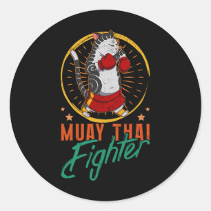 Adesivo Redondo Muay Thai Tailândia Punho Anel Joelho Lutador Técn