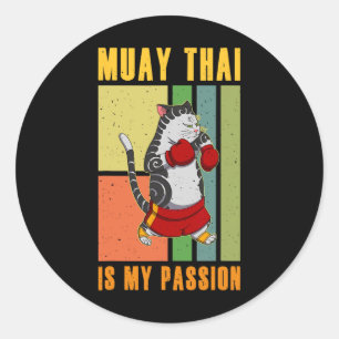 Adesivo Redondo Muay Thai Tailândia Punho Anel Joelho Lutador Técn