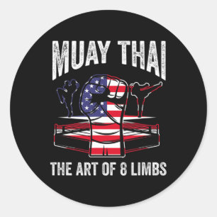 Adesivo Redondo Muay Thai Tha Arte Dos 8 Membros Lutador Artes Mar