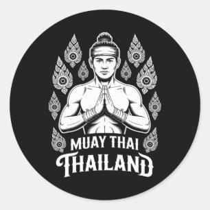 Adesivo Redondo Muay Thai Thailand Vintage Tiger Figher Training