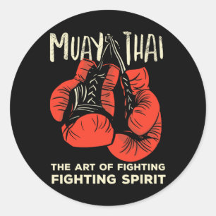 Adesivo Redondo Muay Thai Vintage Retro Arte de Lutar Kickboxing