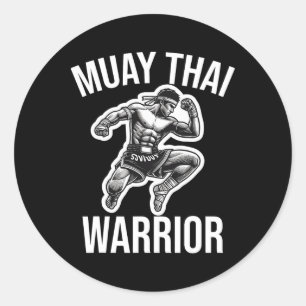Adesivo Redondo Muay Thai Warrior Boxing Lutando Artes Marciais Co