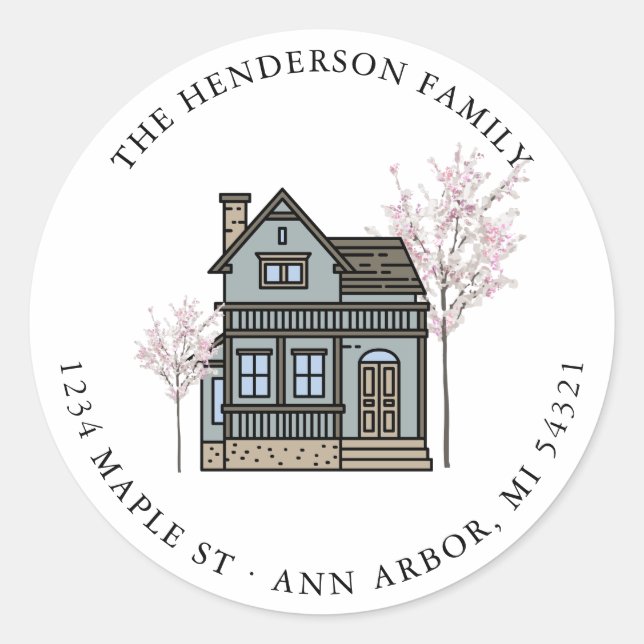 Adesivo Redondo Mudamos de Anúncio de Movimentação de Endereços (Frente)