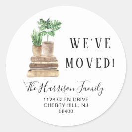 Adesivo Redondo Mudamos O Endereço De Devolução Das Plantas De Boh