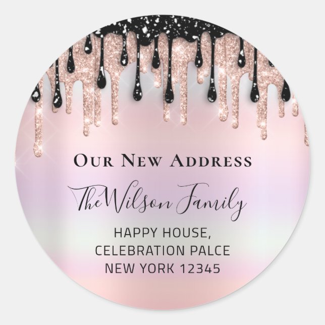 Adesivo Redondo Mudamos O RSVP De Novos Pastéis De Endereços (Frente)