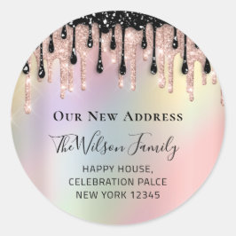 Adesivo Redondo Mudamos O RSVP Do Novo Rosa De Endereço