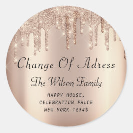 Adesivo Redondo Mudamos O RSVP Do Rosa De Endereço