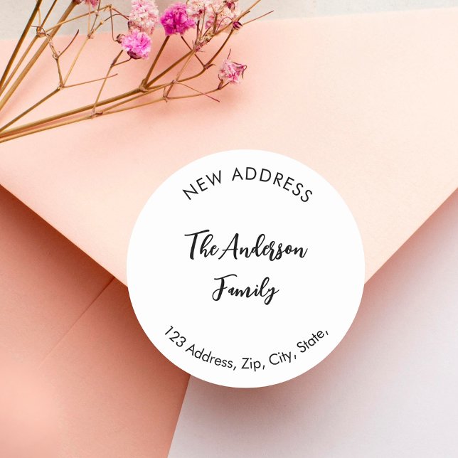 Adesivo Redondo Mudámos um novo endereço (Criador carregado)