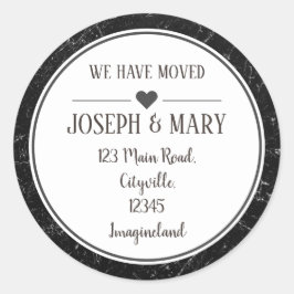 Adesivo Redondo Mudança de endereço de mármore preto