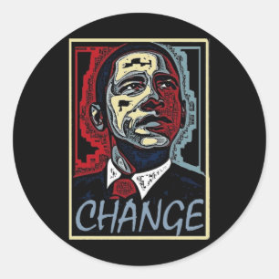 Adesivo Redondo Mudança de Obama