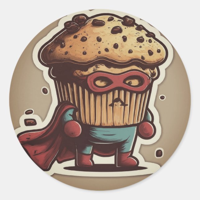 Adesivo Redondo muffin de super-herói, (Frente)