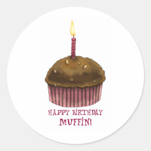 Adesivo Redondo Muffin do feliz aniversario
