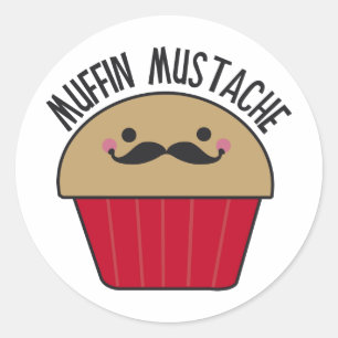 Adesivo Redondo Muffin Mustache
