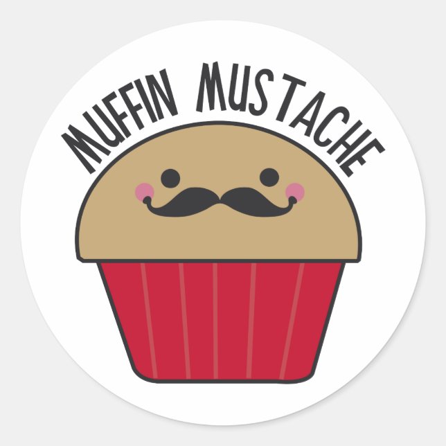 Adesivo Redondo Muffin Mustache (Frente)