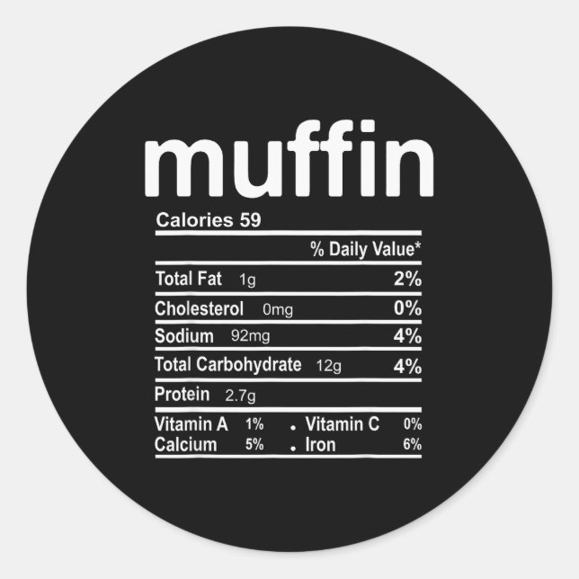 Adesivo Redondo Muffin Nutrition Facts Funny Thanksgiving Christma (Frente)