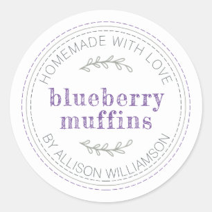 Adesivo Redondo Muffins de Blueberry Muffins, produtos assados rus