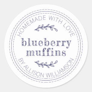 Adesivo Redondo Muffins de Blueberry Muffins, produtos assados rus