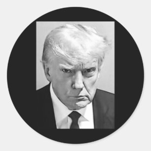 Adesivo Redondo Mug Shot - Donald Trump Mug Shot