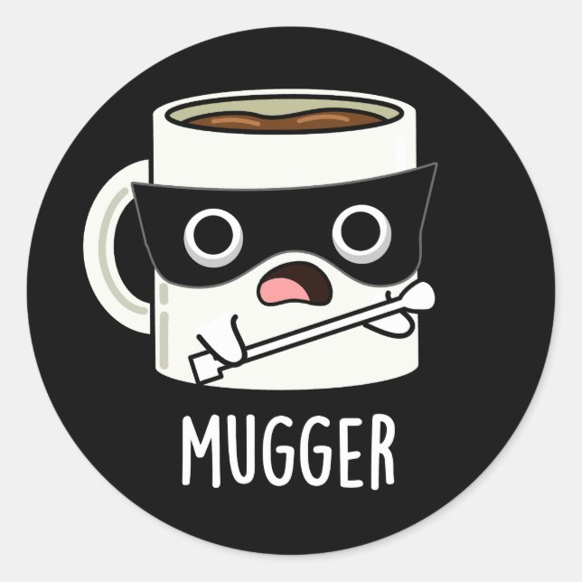 Adesivo Redondo Mugger Funny Mug Puns Dardos BG (Frente)