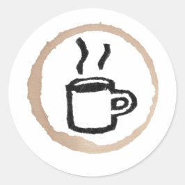 Adesivo Redondo Muita De Café Quente/Mancha De Café