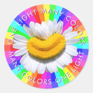 Adesivo Redondo “Muitas Cores Uma Luz” Camomila Sorridente Arco-ír