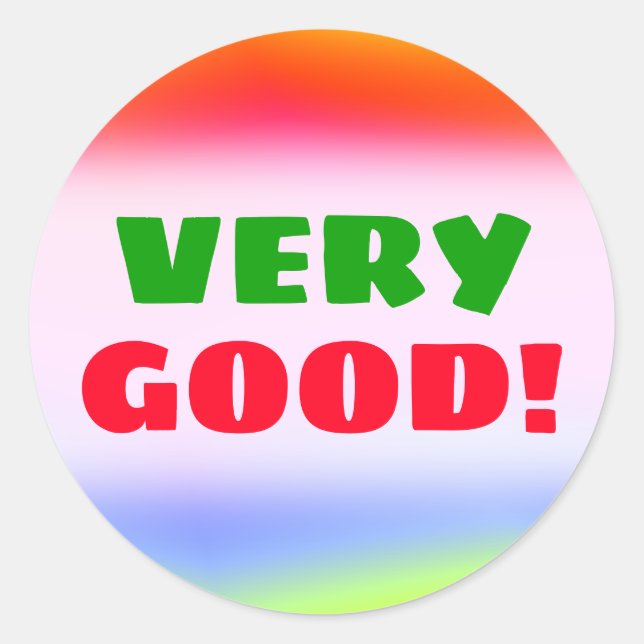 Adesivo Redondo MUITO BOM! + Padrão Divertido De Arco-Íris Multico (Frente)