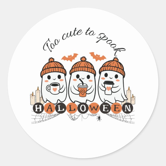 Adesivo Redondo Muito bonito para os palitos de Dia das Bruxas (Frente)