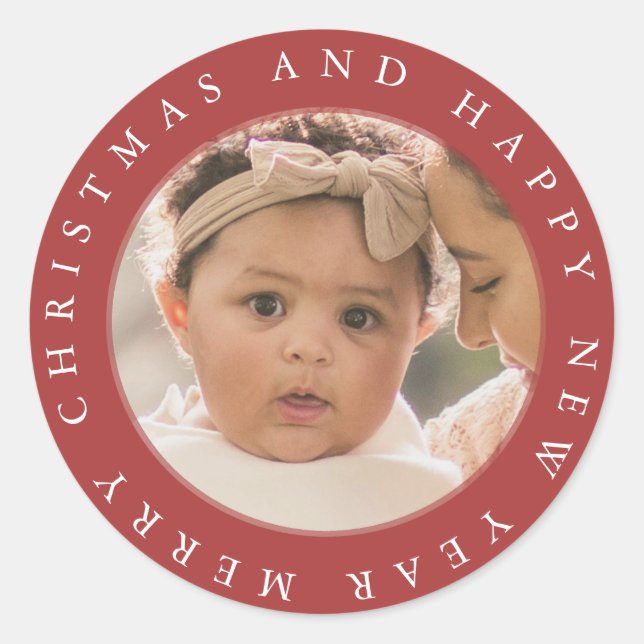 Adesivo Redondo Muito Feliz Foco de Envelope de Natal (Frente)