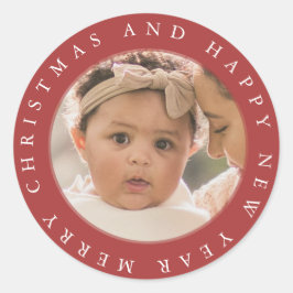 Adesivo Redondo Muito Feliz Foco de Envelope de Natal