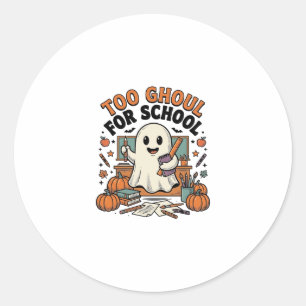 Adesivo Redondo Muito Ghoul Para Escola Vintage Professor Fantasma