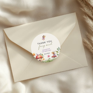 Adesivo Redondo Muito obrigada Fada pelo Primeiro Aniversário