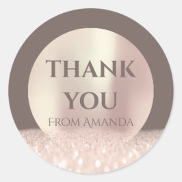 Adesivo Redondo Muito Obrigado A Nome ClassyRose Blush Modern Skin