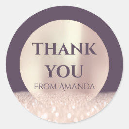 Adesivo Redondo Muito Obrigado A Nome ClassyRose Blush Purple Skin