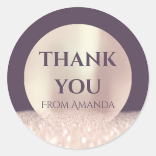 Adesivo Redondo Muito Obrigado A Nome ClassyRose Blush Purple Skin