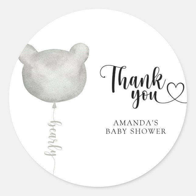 Adesivo Redondo Muito obrigado, Beary (Frente)