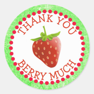 Adesivo Redondo Muito obrigado Berry Strawberry Stickers