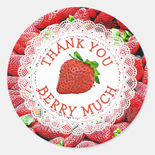 Adesivo Redondo Muito obrigado Berry Strawberry Stickers