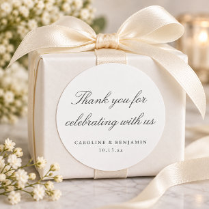 Adesivo Redondo Muito Obrigado Casamento Personalizado Letra Branc