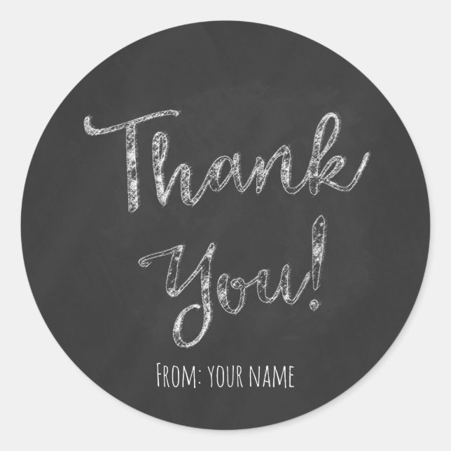 Adesivo Redondo Muito Obrigado Chalkboard Chalk Personalizado (Frente)