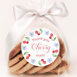 Adesivo Redondo Muito obrigado Cherry muito Blue Baby shower