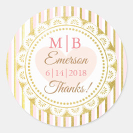 Adesivo Redondo Muito Obrigado, Dourado Vinhetas Personalizadas De