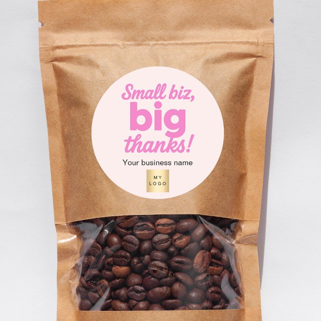 Adesivo Redondo Muito obrigado logo rosa para a sua empresa (Criador carregado)