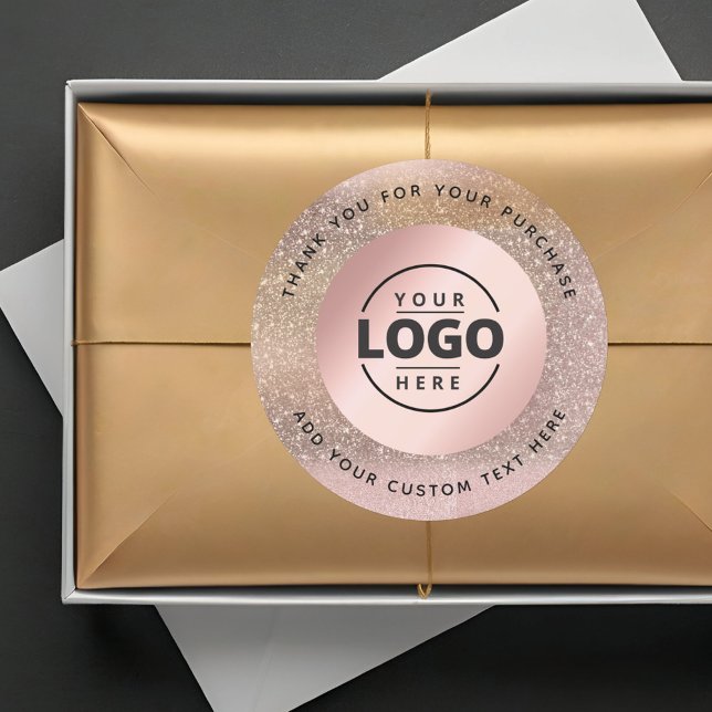 Adesivo Redondo Muito Obrigado Logotipo Dourado de Pastel (Criador carregado)