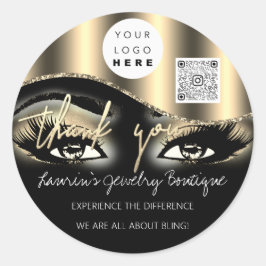 Adesivo Redondo Muito Obrigado Logotipo Qr Makeup Lash Extension